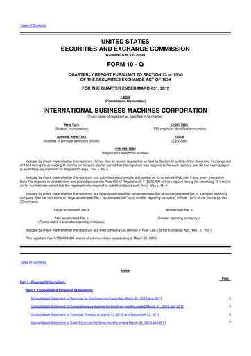 Vorschaubild IBM 10-Q Quartalsbericht 2012 