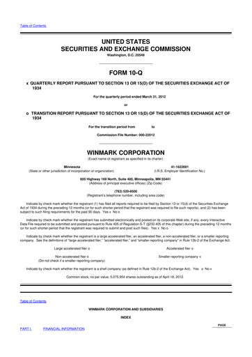 Thumbnail Winmark 10-Q Quarterly Report FY2012 