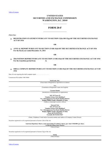 Thumbnail NetEase 20-F Annual Report 2011