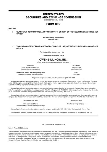 Thumbnail O-I Glass
 10-Q Quarterly Report FY2012 