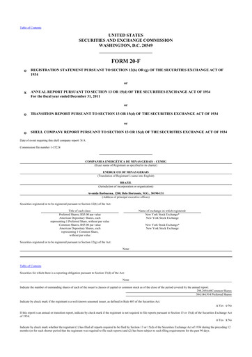 Vorschaubild Cemig 20-F Jahresbericht 