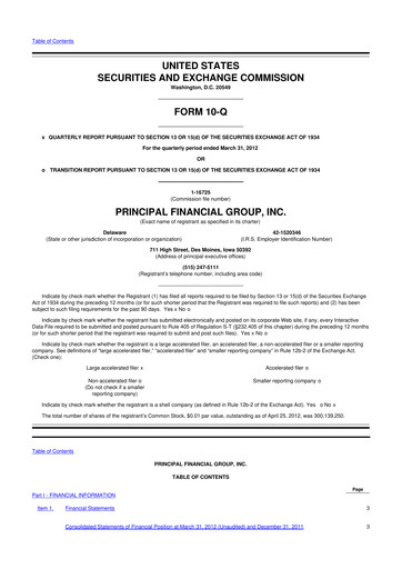 Thumbnail Principal Financial Group 10-Q Quarterly Report FY2012 