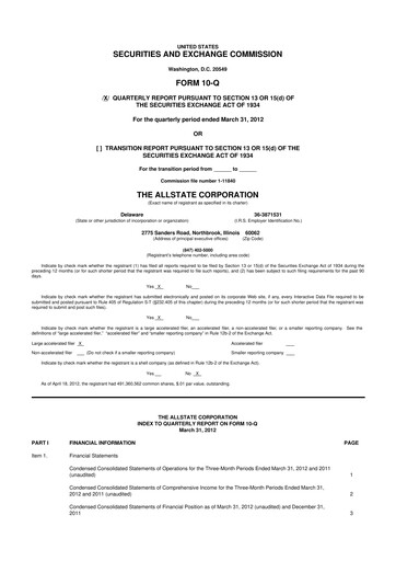 Vorschaubild Allstate 10-Q Quartalsbericht 2012 