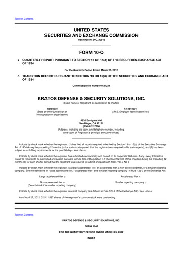 Thumbnail Kratos Defense & Security Solutions 10-Q Quarterly Report FY2012 