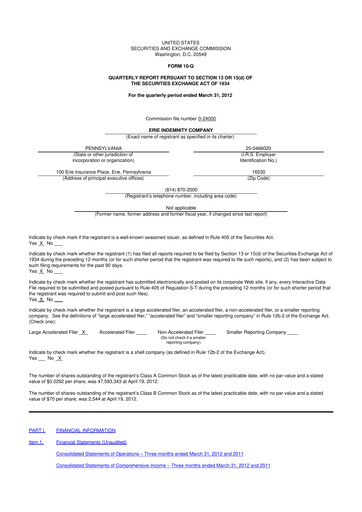 Thumbnail Erie Indemnity 10-Q Quarterly Report FY2012 
