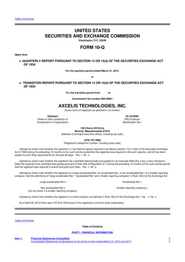 Thumbnail Axcelis Technologies
 10-Q Quarterly Report FY2012 