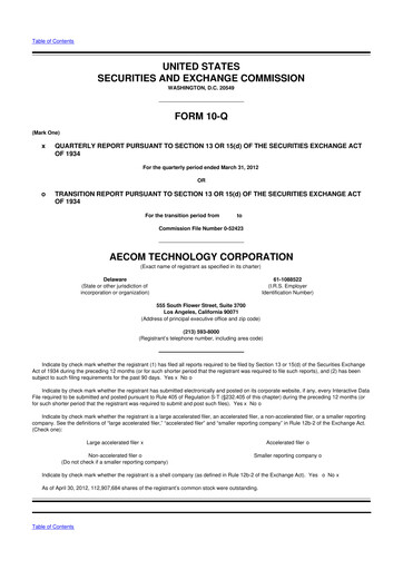 Thumbnail AECOM 10-Q Quarterly Report FY2012 