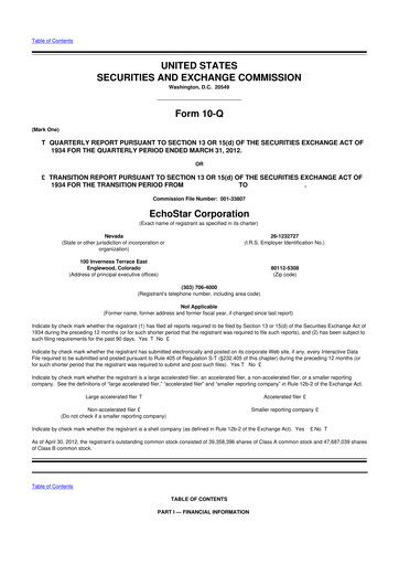 Thumbnail EchoStar 10-Q Quarterly Report FY2012 