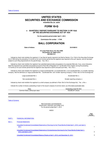 Vorschaubild Ball Corporation
 10-Q Quartalsbericht 2012 
