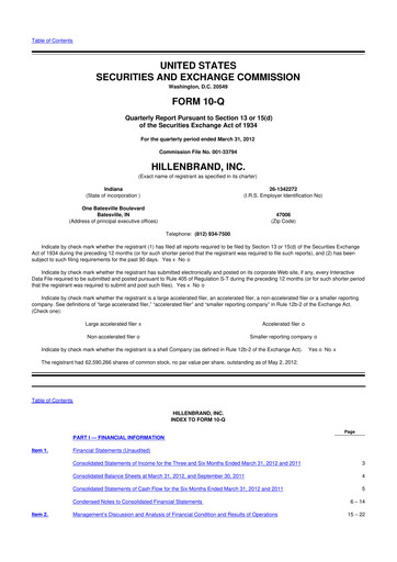 Thumbnail Hillenbrand 10-Q Quarterly Report FY2012 