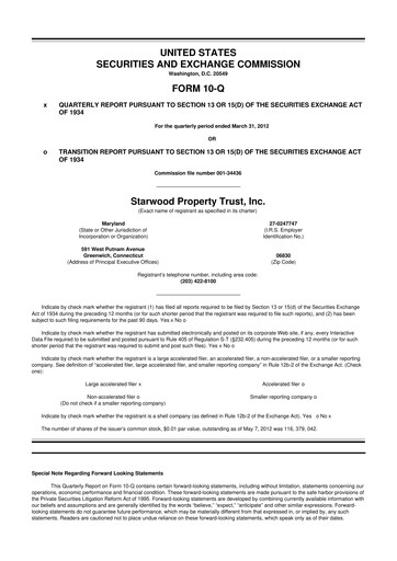 Thumbnail Starwood Property Trust 10-Q Quarterly Report FY2012 