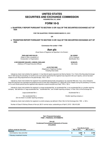 Vorschaubild Aon 10-Q Quartalsbericht 2012 