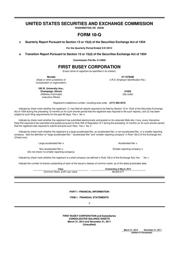 Thumbnail First Busey 10-Q Quarterly Report FY2012 