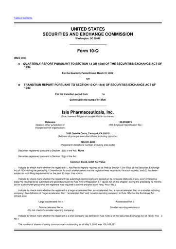 Vorschaubild Ionis Pharmaceuticals
 10-Q Quartalsbericht 2012 