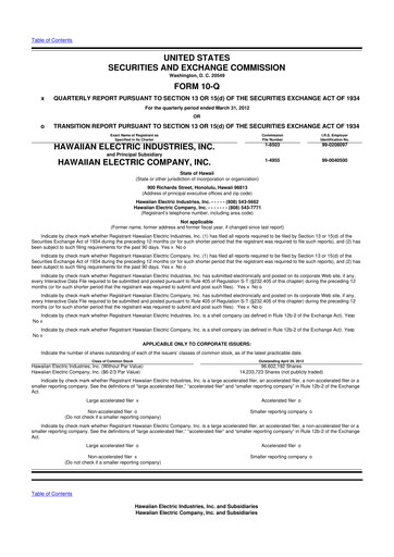 Thumbnail Hawaiian Electric Industries 10-Q Quarterly Report FY2012 