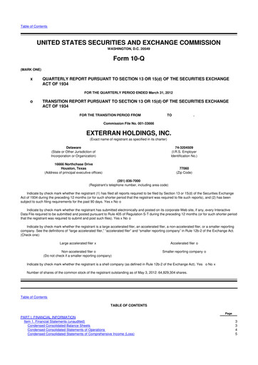 Miniature Archrock 10-Q Rapport trimestriel 2012 