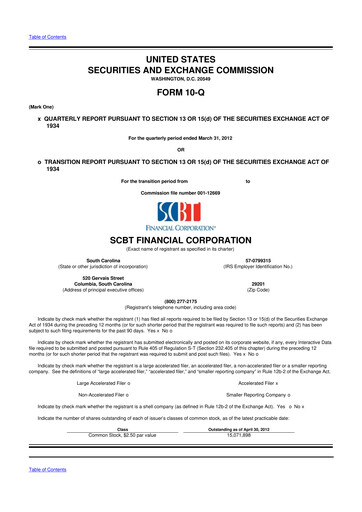 Miniature South State Corp 10-Q Rapport trimestriel 2012 