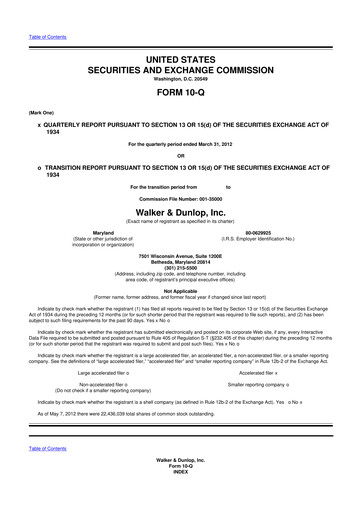 Thumbnail Walker & Dunlop

 10-Q Quarterly Report FY2012 