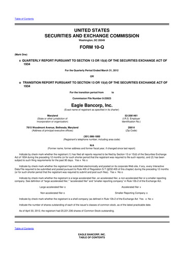 Thumbnail Eagle Bancorp 10-Q Quarterly Report FY2012 