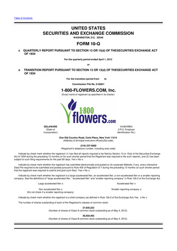Thumbnail 1-800-Flowers.com, Inc.
 10-Q Quarterly Report FY2012 