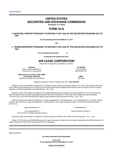 Thumbnail Air Lease Corporation
 10-Q Quarterly Report FY2012 