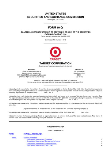 Miniature Target 10-Q Rapport trimestriel 2012 