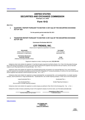 Vorschaubild Citi Trends, Inc. 10-Q Quartalsbericht  