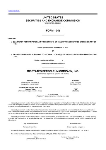 Miniature Amplify Energy
 10-Q Rapport trimestriel 2012 
