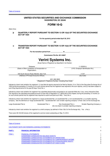 Thumbnail Verint Systems
 10-Q Quarterly Report FY2013 