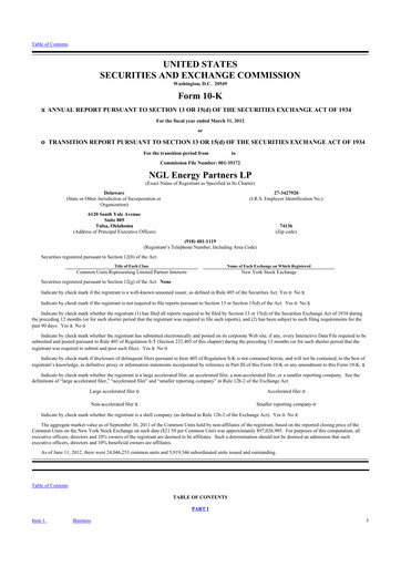 Thumbnail NGL Energy Partners
 10-K Annual Report 2012