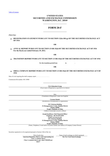 Thumbnail TAL Education Group 20-F Annual Report 2012