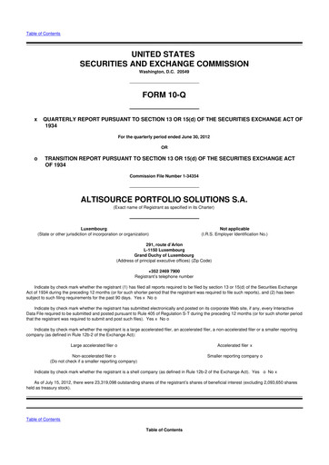 Thumbnail Altisource Portfolio Solutions
 10-Q Quarterly Report FY2012 
