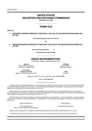 Thumbnail Veeco
 10-Q Quarterly Report FY2012 
