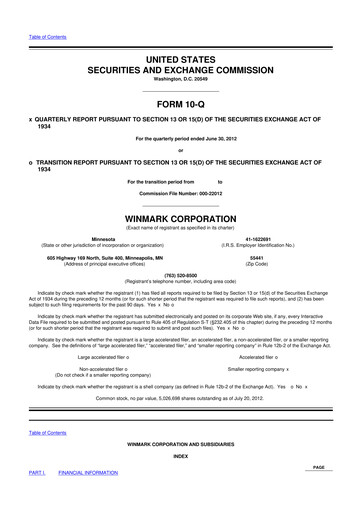 Thumbnail Winmark 10-Q Quarterly Report FY2012 