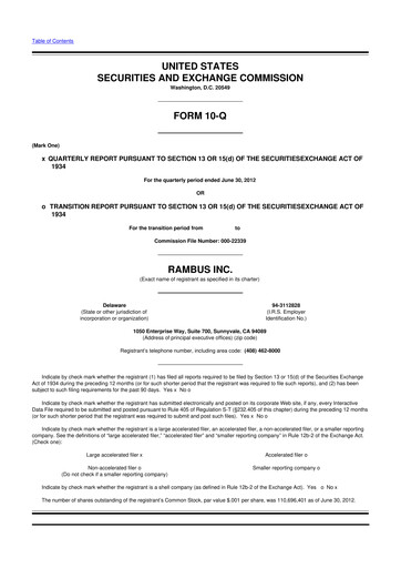 Vorschaubild Rambus 10-Q Quartalsbericht 2012 