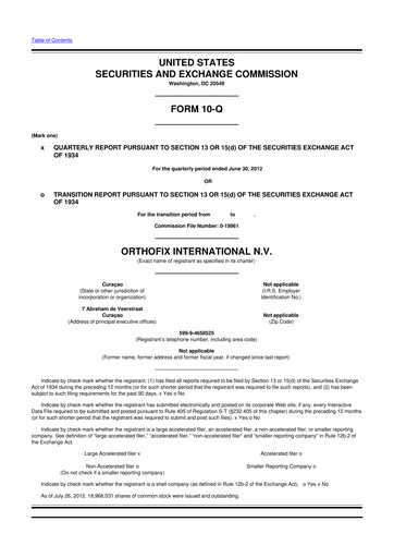 Thumbnail Orthofix Medical
 10-Q Quarterly Report FY2012 