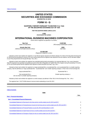 Vorschaubild IBM 10-Q Quartalsbericht 2012 