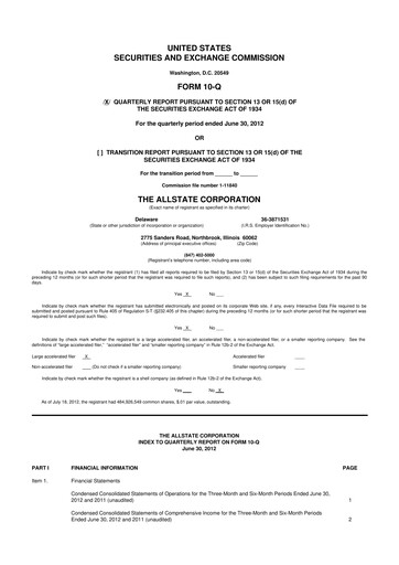 Vorschaubild Allstate 10-Q Quartalsbericht 2012 
