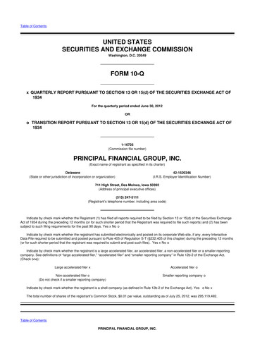 Thumbnail Principal Financial Group 10-Q Quarterly Report FY2012 