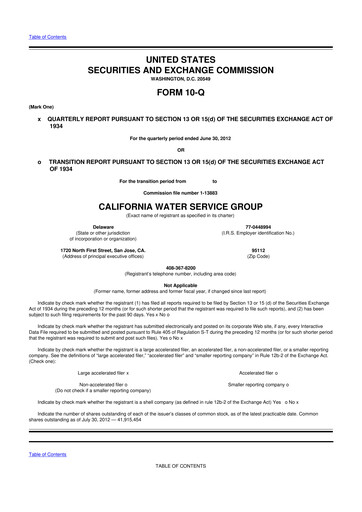 Thumbnail California Water Service Group 10-Q Quarterly Report FY2012 