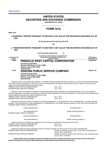 Thumbnail Pinnacle West Capital
 10-Q Quarterly Report FY2012 