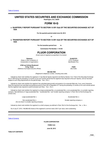 Thumbnail Fluor Corporation
 10-Q Quarterly Report FY2012 