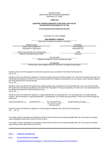 Thumbnail Erie Indemnity 10-Q Quarterly Report FY2012 