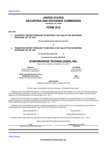 Thumbnail Synchronoss Technologies 10-Q Quarterly Report FY2012 