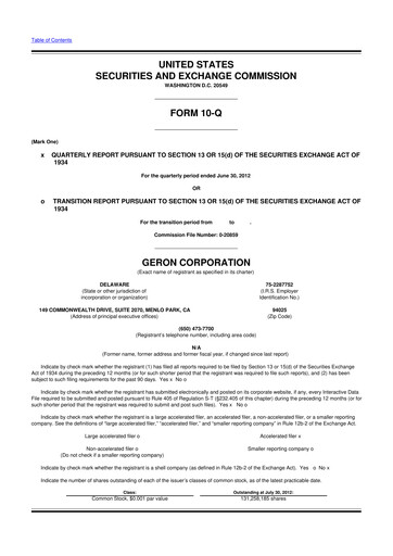 Thumbnail Geron 10-Q Quarterly Report FY2012 