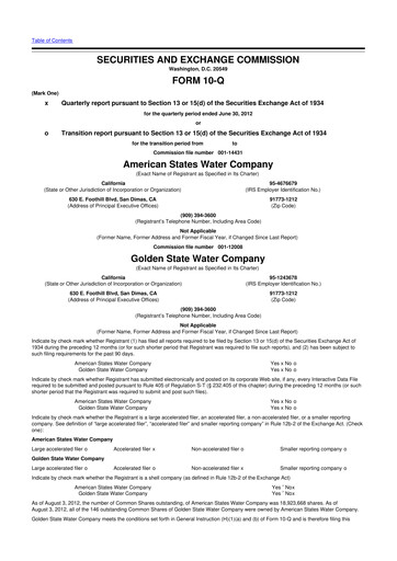 Thumbnail American States Water
 10-Q Quarterly Report FY2012 