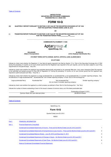 Miniature AptarGroup 10-Q Rapport trimestriel 2012 