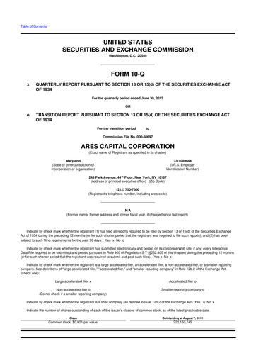 Thumbnail Ares Capital
 10-Q Quarterly Report FY 