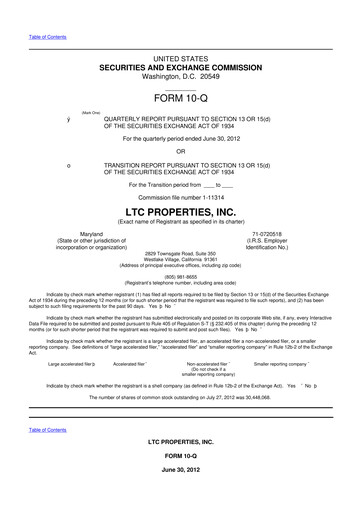 Thumbnail LTC Properties 10-Q Quarterly Report FY2012 