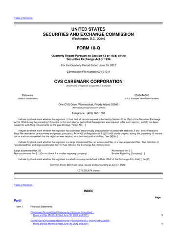 Vorschaubild CVS Health 10-Q Quartalsbericht 2012 